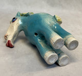Raku Zoo Blue Horse Whistle by Chris Moses, Signed by Artist
