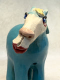 Raku Zoo Blue Horse Whistle by Chris Moses, Signed by Artist