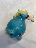 Raku Zoo Blue Horse Whistle by Chris Moses, Signed by Artist