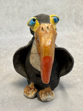 Raku Zoo Toucan Whistle by Chris Moses, Signed by Artist