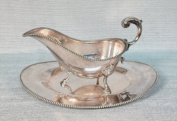 Prill Silver Co. Plated Gravy Boat with Tray
