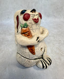 Raku Zoo Rabbit with Carrot Whistle by Chris Moses, Signed by Artist