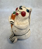 Raku Zoo Rabbit with Carrot Whistle by Chris Moses, Signed by Artist