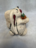Raku Zoo Rabbit with Carrot Whistle by Chris Moses, Signed by Artist