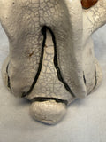 Raku Zoo Rabbit with Carrot Whistle by Chris Moses, Signed by Artist