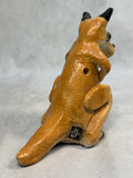 Raku Zoo Kangaroo & Joey Whistle by Chris Moses, Signed by Artist