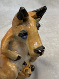 Raku Zoo Kangaroo & Joey Whistle by Chris Moses, Signed by Artist