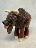 Raku Zoo Bison Whistle by Chris Moses, Signed by Artist