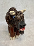 Raku Zoo Bison Whistle by Chris Moses, Signed by Artist