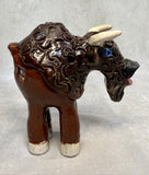 Raku Zoo Bison Whistle by Chris Moses, Signed by Artist