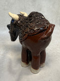 Raku Zoo Bison Whistle by Chris Moses, Signed by Artist