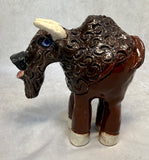 Raku Zoo Bison Whistle by Chris Moses, Signed by Artist