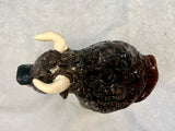 Raku Zoo Bison Whistle by Chris Moses, Signed by Artist