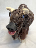 Raku Zoo Bison Whistle by Chris Moses, Signed by Artist