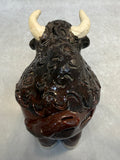 Raku Zoo Bison Whistle by Chris Moses, Signed by Artist