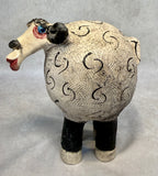 Raku Zoo Sheep Whistle by Chris Moses, Signed by Artist