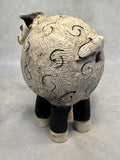 Raku Zoo Sheep Whistle by Chris Moses, Signed by Artist
