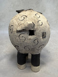 Raku Zoo Sheep Whistle by Chris Moses, Signed by Artist