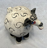 Raku Zoo Sheep Whistle by Chris Moses, Signed by Artist