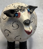 Raku Zoo Sheep Whistle by Chris Moses, Signed by Artist