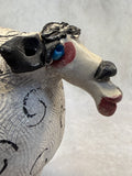 Raku Zoo Sheep Whistle by Chris Moses, Signed by Artist