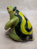 Raku Zoo Green Frog Whistle by Chris Moses, Signed by Artist