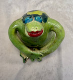 Raku Zoo Green Frog Whistle by Chris Moses, Signed by Artist