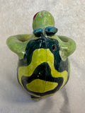 Raku Zoo Green Frog Whistle by Chris Moses, Signed by Artist