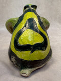 Raku Zoo Green Frog Whistle by Chris Moses, Signed by Artist