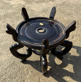 Ornate Pond Lily Ceramic Planter Bird Bath with Wood Stand