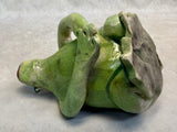 Raku Zoo Green Frog Whistle by Chris Moses, Signed by Artist