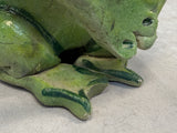 Raku Zoo Green Frog Whistle by Chris Moses, Signed by Artist