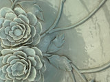 Ornate Pond Lily Ceramic Planter Bird Bath with Wood Stand