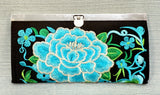 Kiss Baby Embroidered Clutch Purse Blue Rose Peacock - Brand New!
