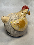 Raku Zoo Chicken Whistle by Chris Moses, Signed by Artist