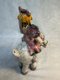 Raku Zoo Horse Rider Whistle Figurine by Chris Moses, Signed by Artist