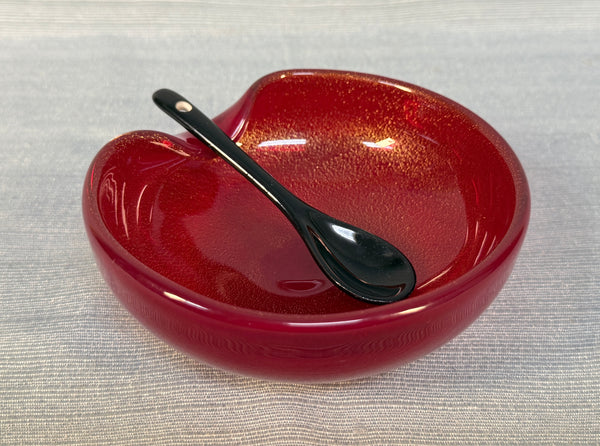 Tiffany Elsa Peretti Red with Gold Venetian Glass 5.5" Bowl, Signed