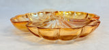 Vintage Iridescent Marigold Carnival Glass Three Leaf Clover Dish
