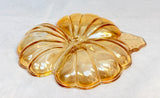 Vintage Iridescent Marigold Carnival Glass Three Leaf Clover Dish