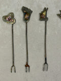 Vintage Alpaca & Taxco Mother of Pearl Cocktail Forks - Lot of 10