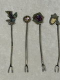 Vintage Alpaca & Taxco Mother of Pearl Cocktail Forks - Lot of 10