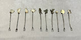 Vintage Alpaca & Taxco Mother of Pearl Cocktail Forks - Lot of 10