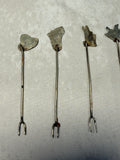 Vintage Alpaca & Taxco Mother of Pearl Cocktail Forks - Lot of 10