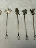 Vintage Alpaca & Taxco Mother of Pearl Cocktail Forks - Lot of 10