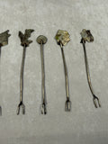 Vintage Alpaca & Taxco Mother of Pearl Cocktail Forks - Lot of 10