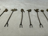 Vintage Alpaca & Taxco Mother of Pearl Cocktail Forks - Lot of 10