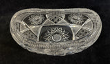 Antique Brilliant Starburst Cut Glass Oval Bowl