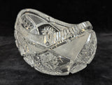 Antique Brilliant Starburst Cut Glass Oval Bowl