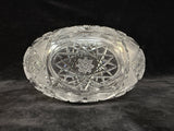 Antique Brilliant Starburst Cut Glass Oval Bowl