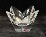 Orrefors Art Glass Lotus Bowl Lead Crystal by Lars Hellsten Vintage Sweden